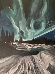Painting of Northern Lights near Eagle River, 