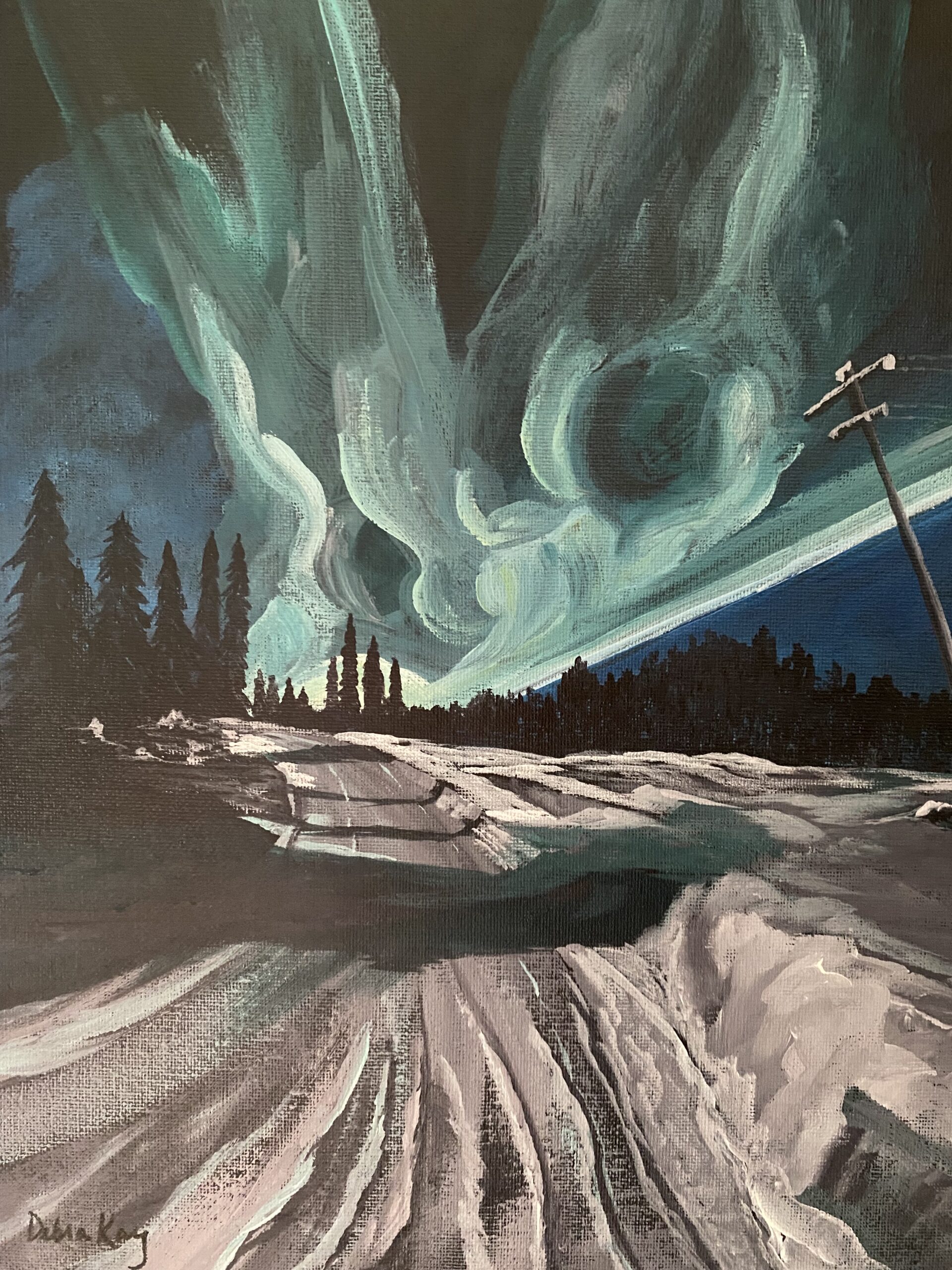 Painting of Northern Lights near Eagle River,