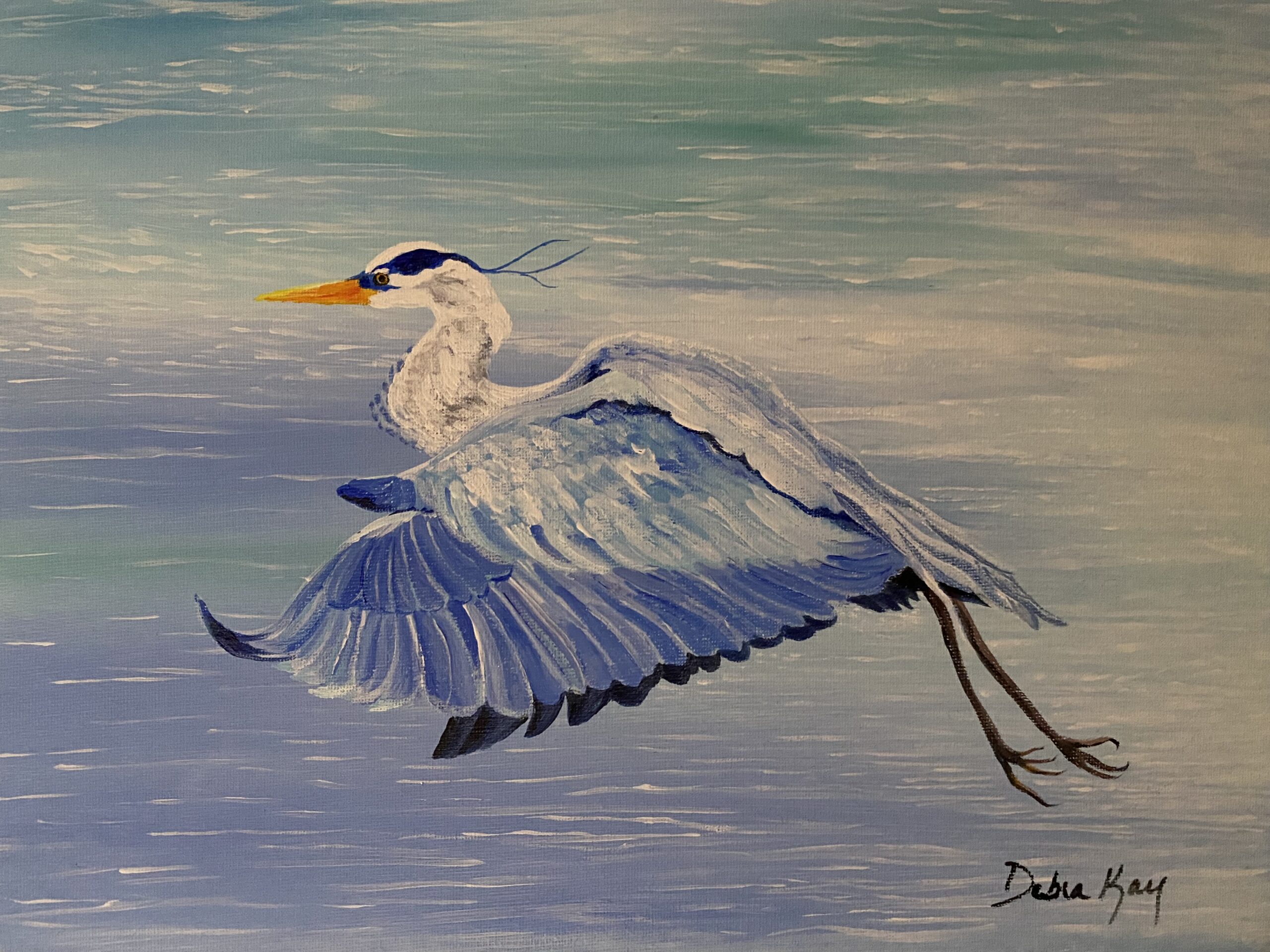 painting of a blue heron