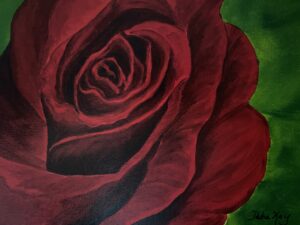 painting of a red rose