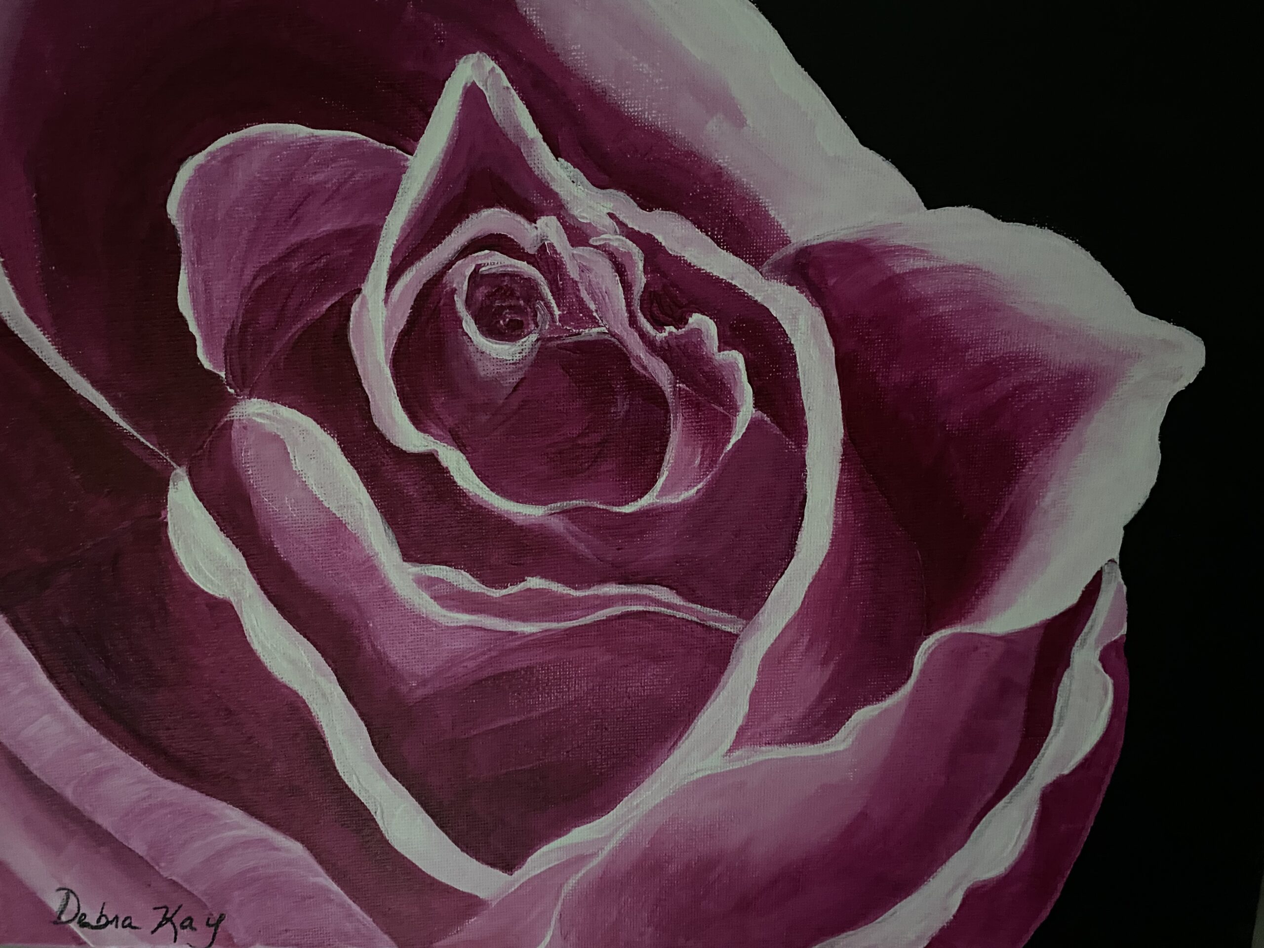 Painting of a Magenta Rose