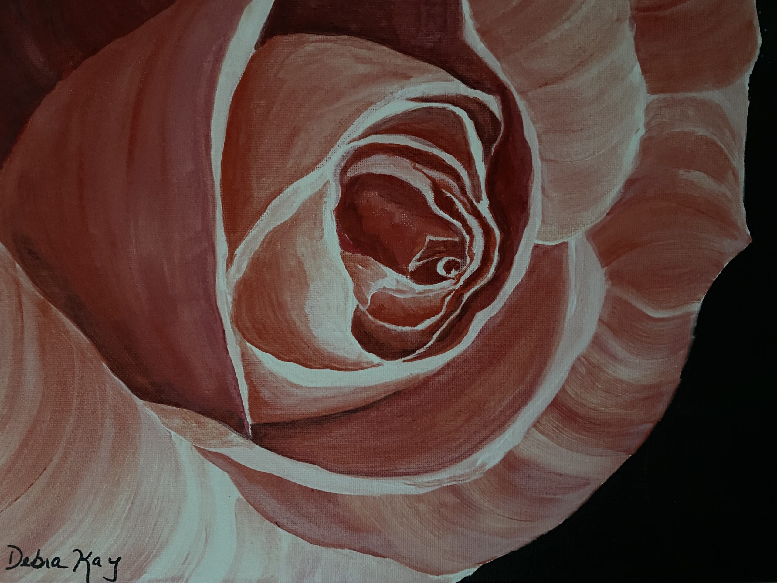Painting of a peach colored rose